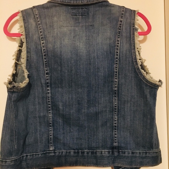 Current/Elliott The Sleeveless Snap Jeans Jacket L - Picture 3 of 4